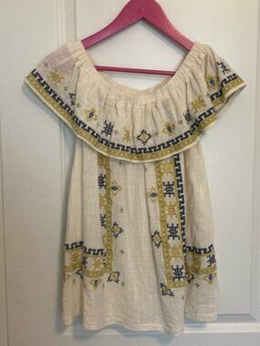 Easel Los Angeles Off Shoulder Embroidered Boho Top